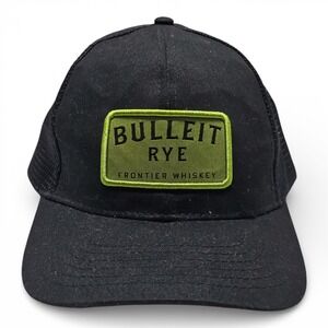 Bulleit Rye Trucker Hat Mens OSFM Black Green Patch Snapback Mesh Cap